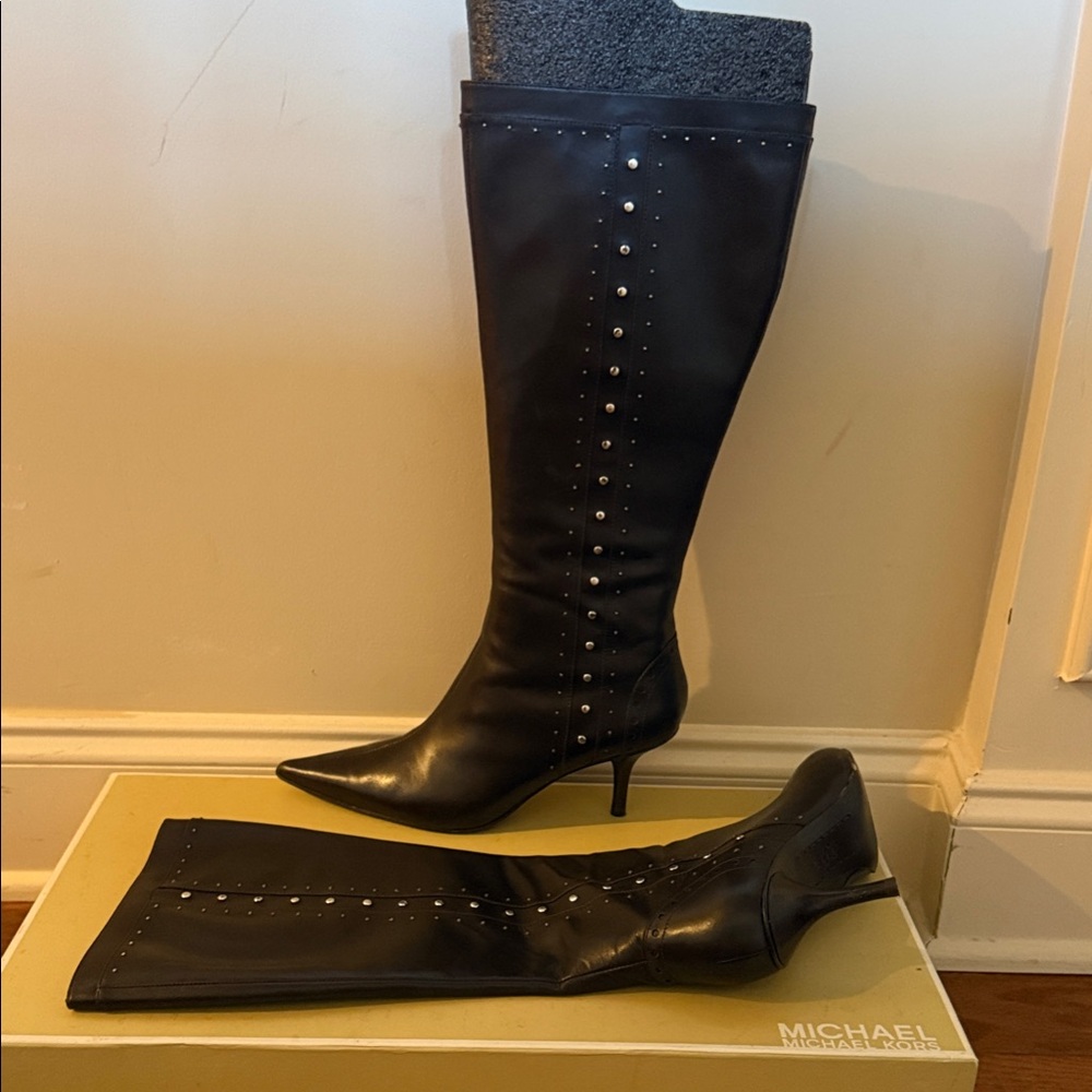 Michael Kors Brown Studded Heeled Boots